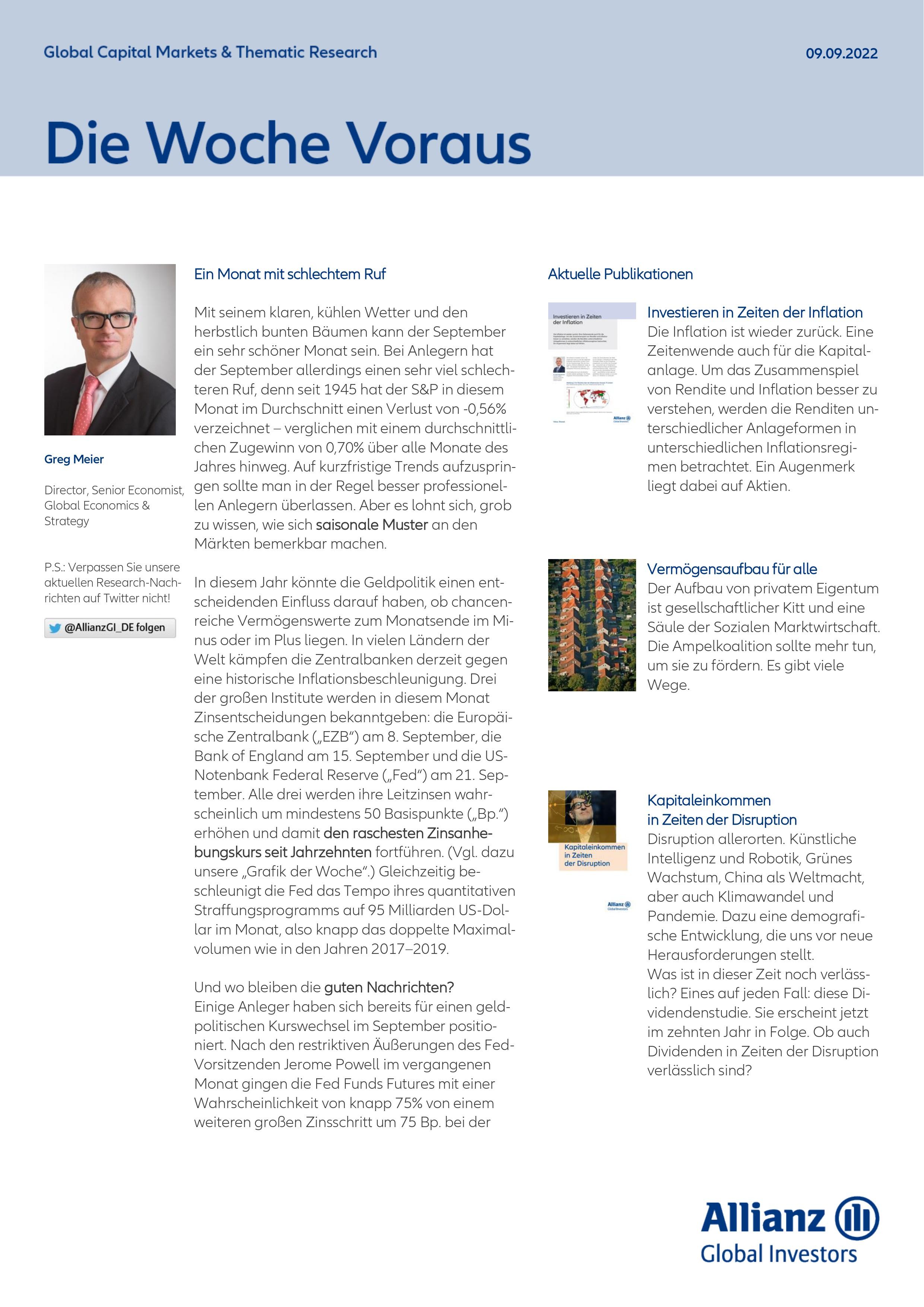 AllianzGI Die Woche Voraus: Ein Monat Mit Schlechtem Ruf